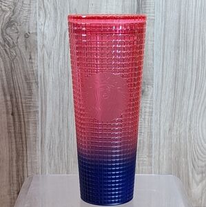 Starbucks Tumbler Venti "Disco Ombre Watermelon" Grid Pink Blue 2022